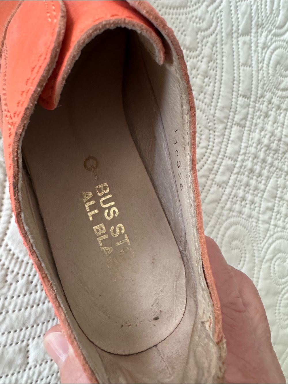 Women’s Orange Leather Slip-On Brogue Shoes - Picture 2 of 4